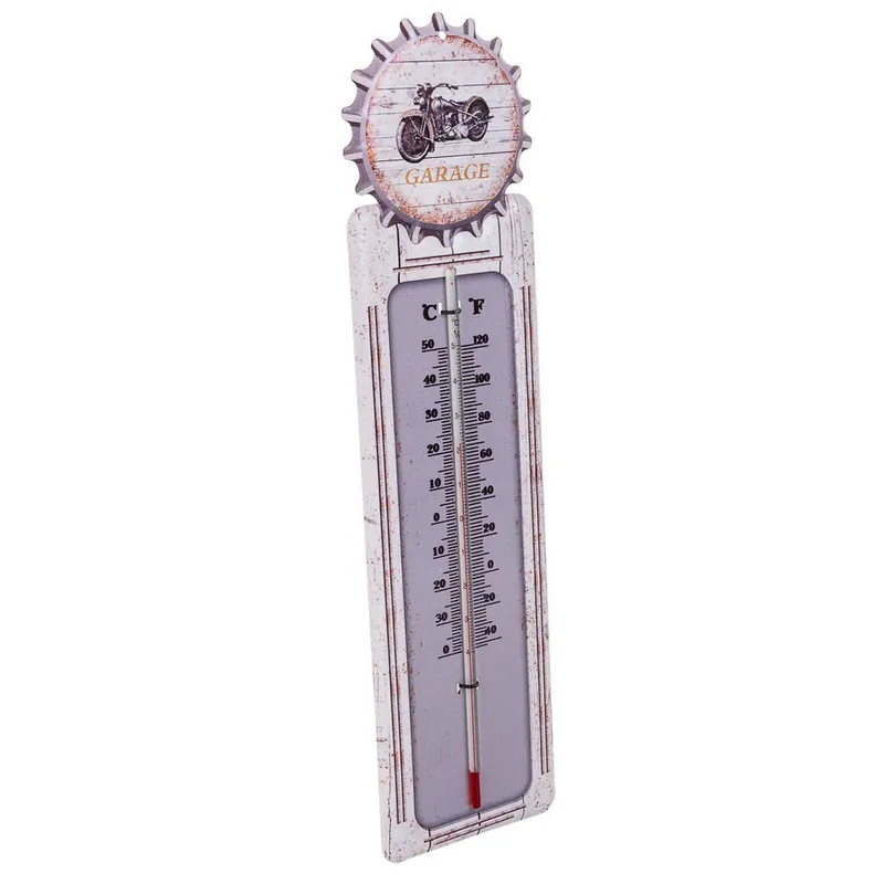 Termometro de pared de metal blanco 47,5x15x1 - Jardín