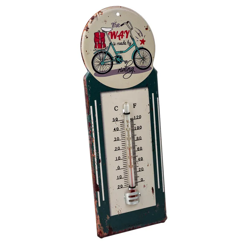 Termometro de pared de metal verde 29x10x1 - Decoración