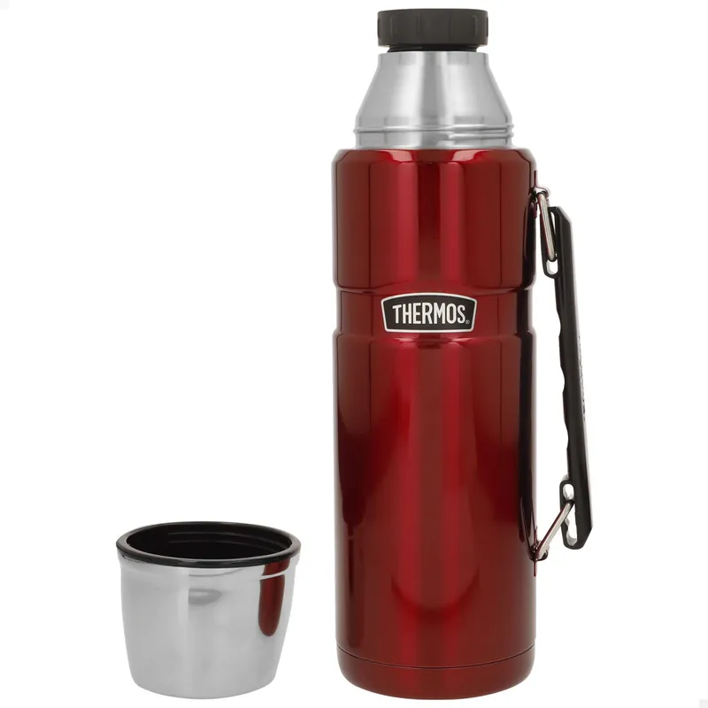 Thermos Botella térmica acero inoxidable 1,2L rojo con asa - Cocina