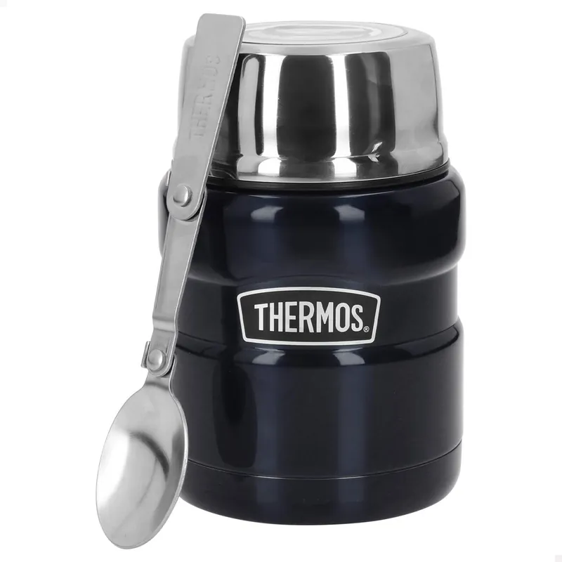 Thermos Termo comida 470 ml acero inoxidable azul con cuchara plegable - Cocina