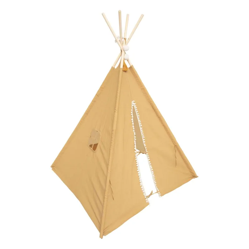 Tipi Infantil Wapi Ocre 120 cm - Enrollable y portátil, en Poliéster y Algodón Tienda Campaña Infantil