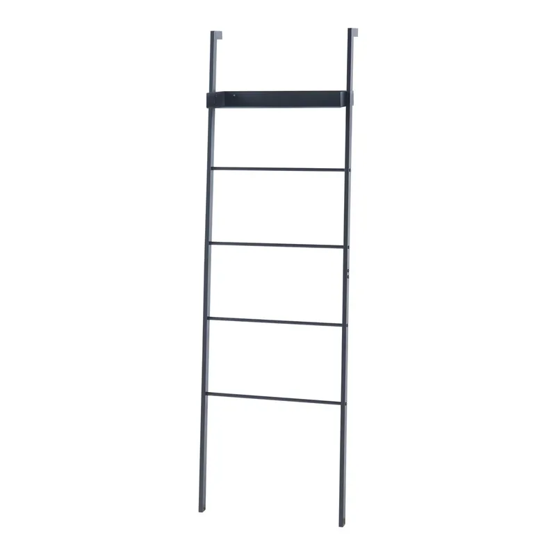Toallero escalera Øksnes con estante acero 160x50x27,5cm - Negro [en.casa]