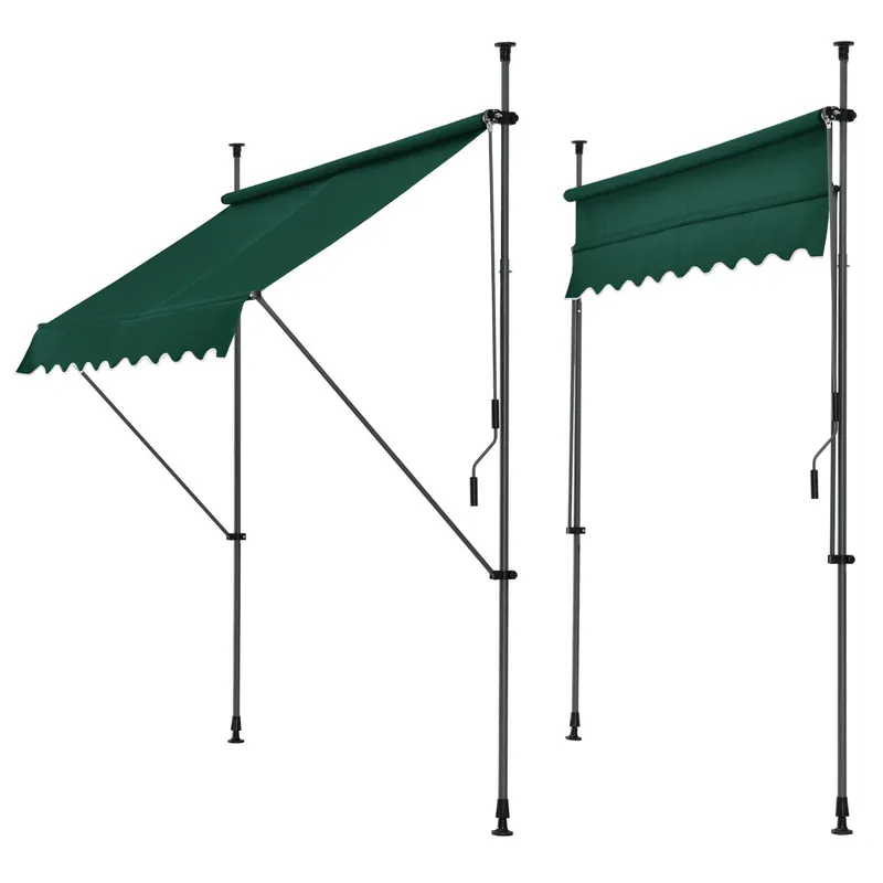 Toldo articulado barras telescópicas 150 x 120 x 220-309 cm Verde oscuro [pro.tec]