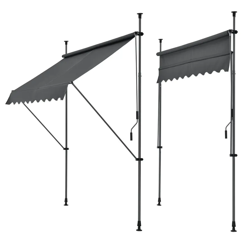 Toldo articulado con armazón enrollable - Gris - 250 x 118 x 205-300 cm [pro.tec]