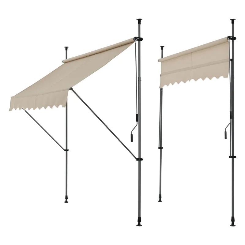 Toldo articulado con armazón Stem enrollable - acero /poliéster 150 x 120 x 220-309 cm gris [pro.tec]