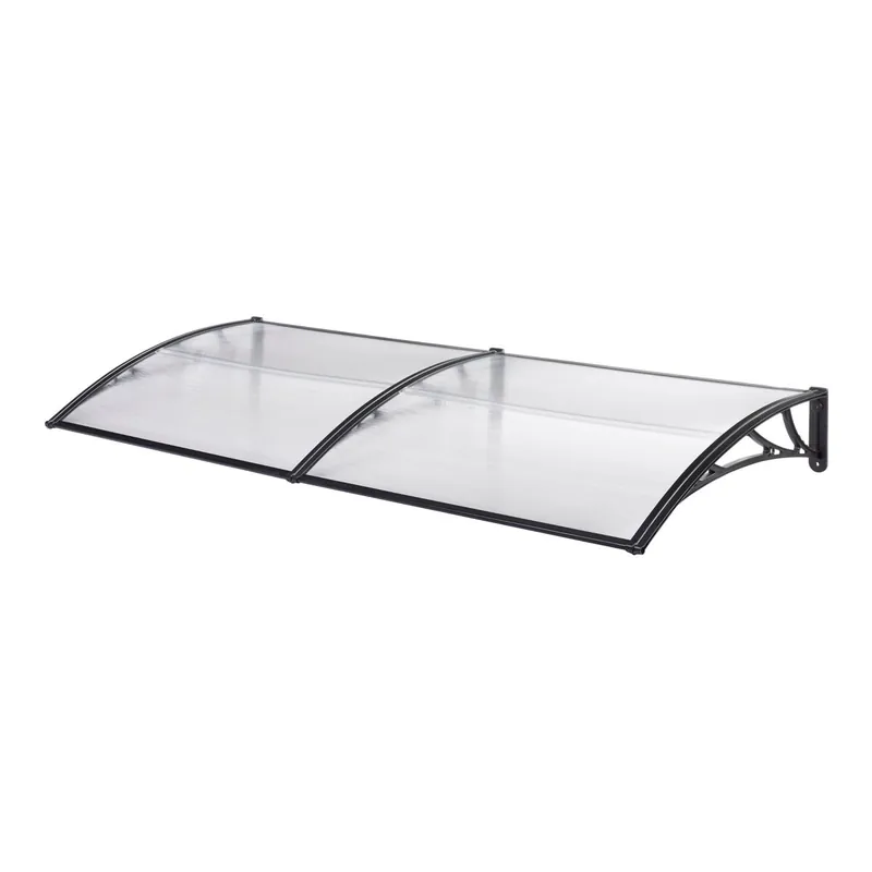 Toldo para puerta resistente a la intemperie ABS policarbonato aluminio 300 x 100 cm negro marrón 03_0004675 - Jardín