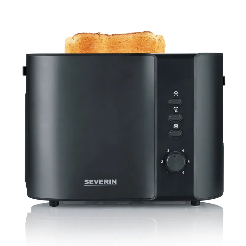 SEVERIN - Tostadora automática, tostador con accesorio para pan, tostador de acero inoxidable para tostar, descongelar y calentar, 800 W, Negro mate AT 9552