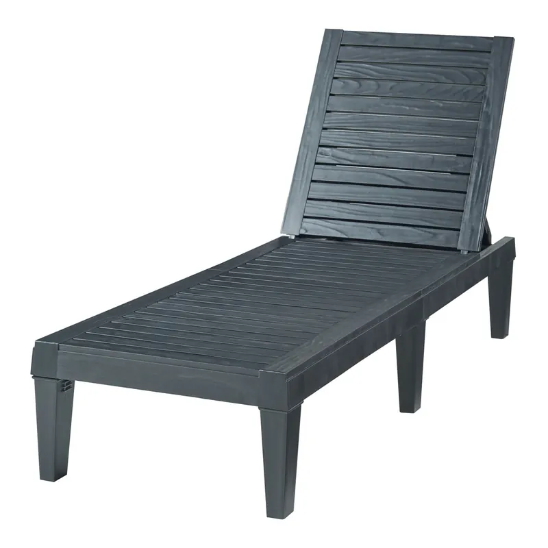 Tumbona de jardín Ateleta plástico 172x58x74 cm - Negro, efecto madera [casa.pro]