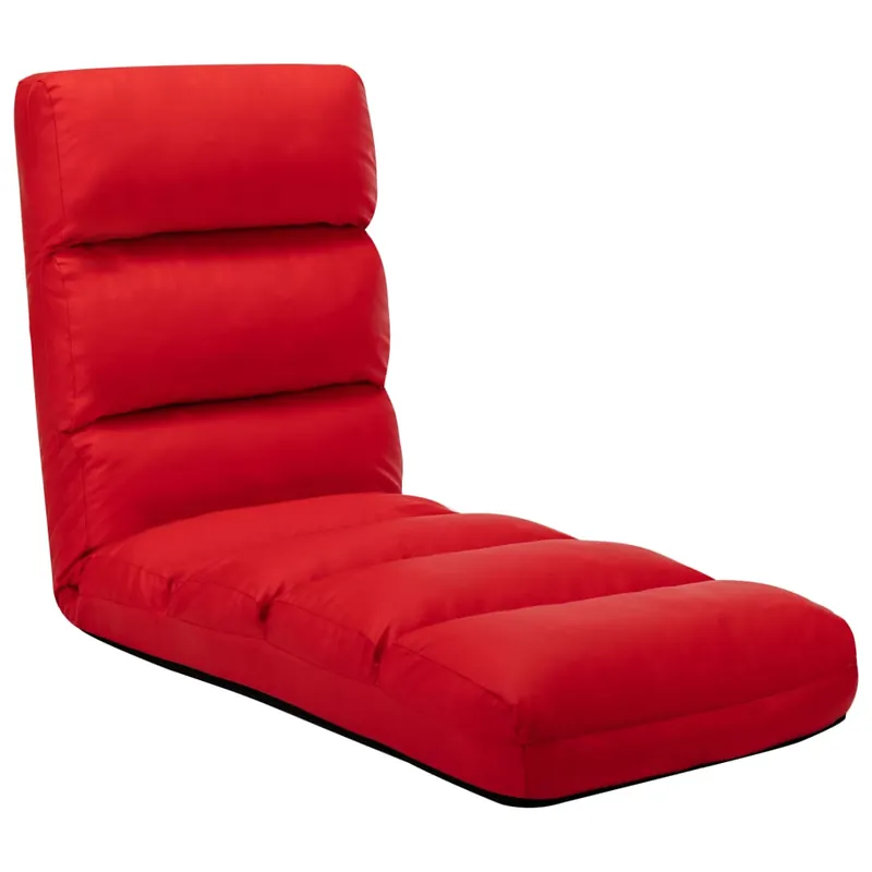 vidaXL Tumbona de suelo plegable de cuero sintético rojo - Sofás sillones puffs