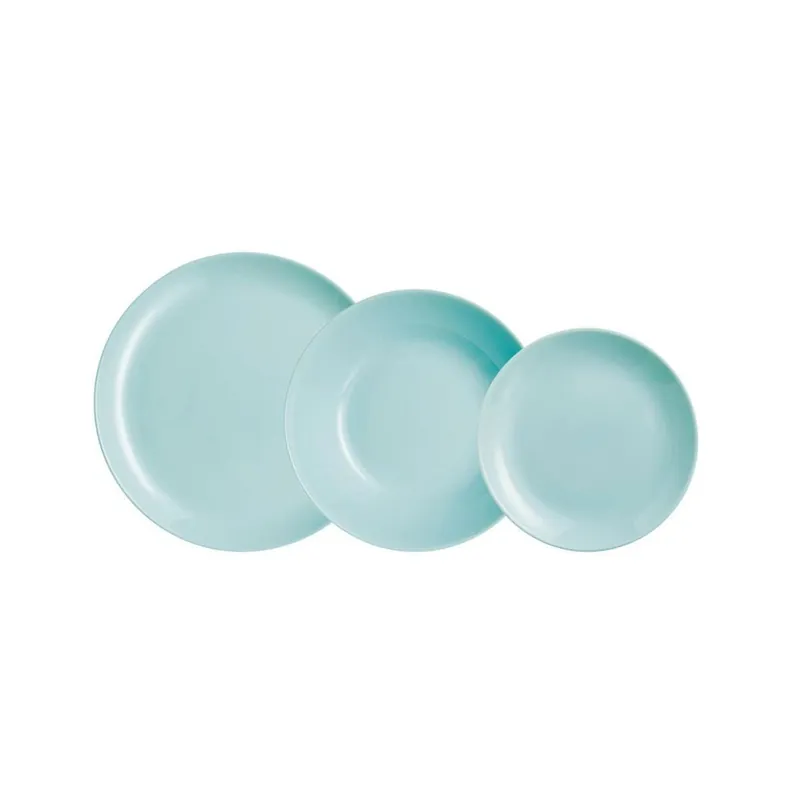 Vajilla Diwali Luminarc 18 piezas 6 servicios vidrio opal turquesa - Cocina