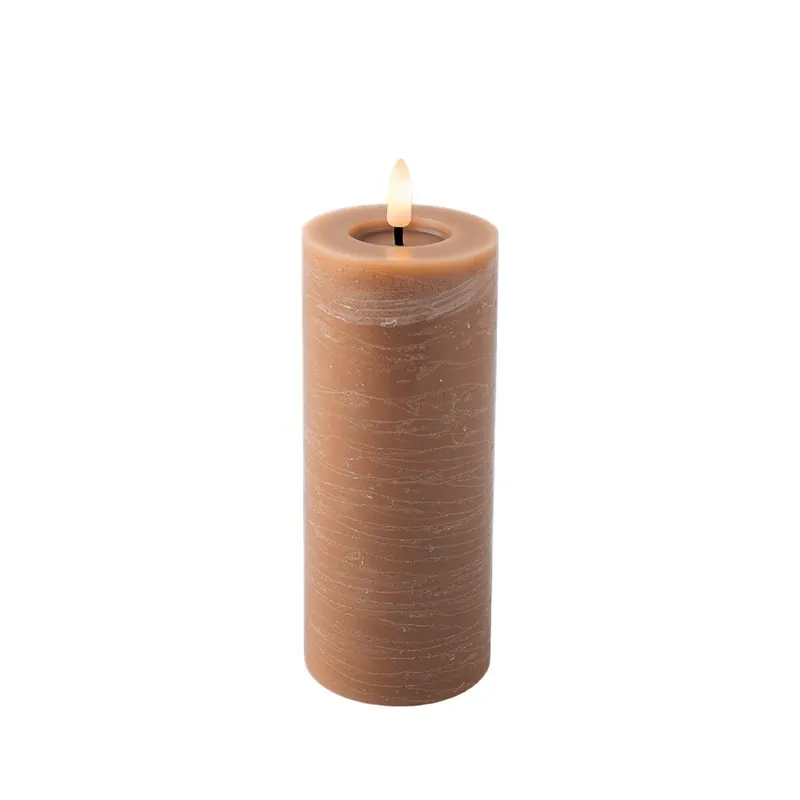 Vela LED Lumineo Marrón Ø 7 x 19 cm Efecto llama - Decoración