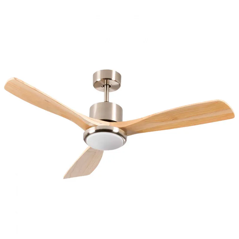 Ventilador de Techo con Luz 3 Aspas 56W 6 Velocidades Alaska Madera Natural Thinia Home - Electrodomésticos