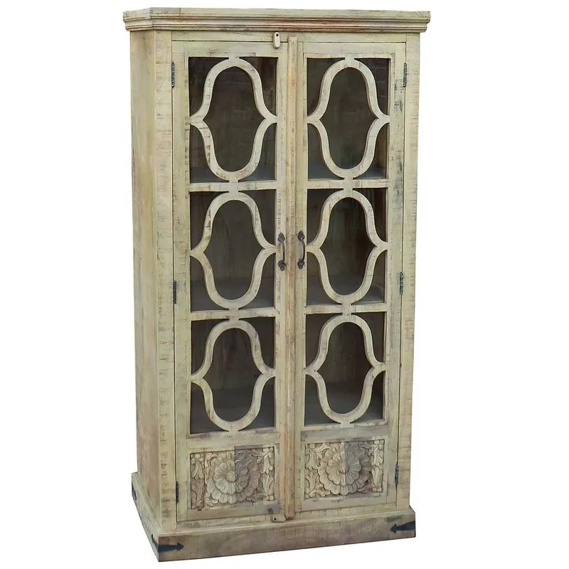 Vitrina de madera blanca 100x45x196 - Muebles