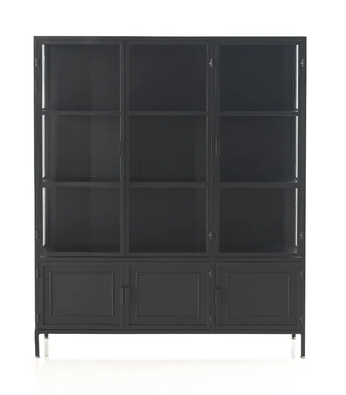 Vitrina Puertas De Cristal Y Laterales Marco De Metal Negro - Muebles