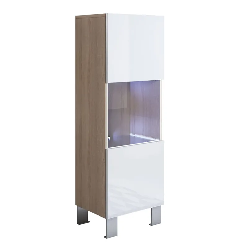 Vitrina Salón comedor Sonoma/Blanco 40x29x138 1 puerta LED Luke V3 Muebles Bonitos