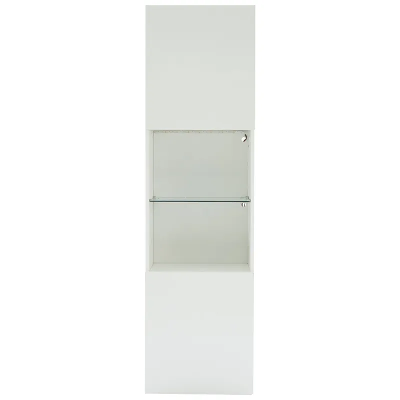 Vitrina alta 45x35x160 cm - con LED, 1 estante de cristal - blanca