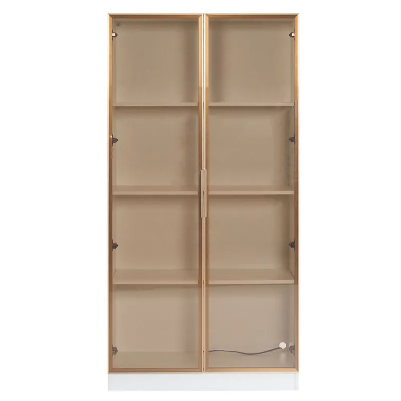 Vitrina moderna con luces LED en 16 colores - Al. 160 cm - 2 puertas con estantes extraíbles - Transparente