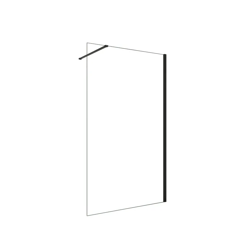 Mampara de ducha fija,Perfil Negro mate,Vidrio Antical 8mm con Barra1 de 90cm Tamaño (48-50)x200cm