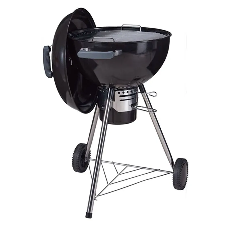 Well Home Barbacoa de Carbón con Tapa y Ruedas Ø54 cm - Parrilla Cromada de 45 cm y Rejilla para Carbón - Para Jardín con Patas de Acero Inoxidable