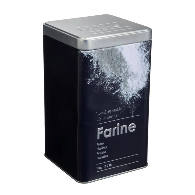 Well Home Bote para harina de metal en relieve Black Edition - Cocina