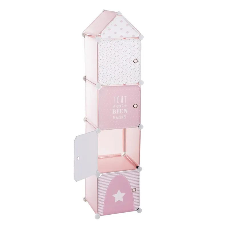 WELL HOME - Columna estantería rosa 34x31,5x139cm