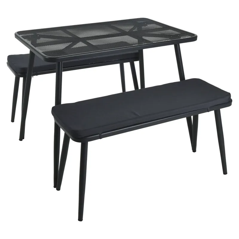 WELL HOME - Conjunto de muebles de jardín Mesa + 2 sillas con cojines