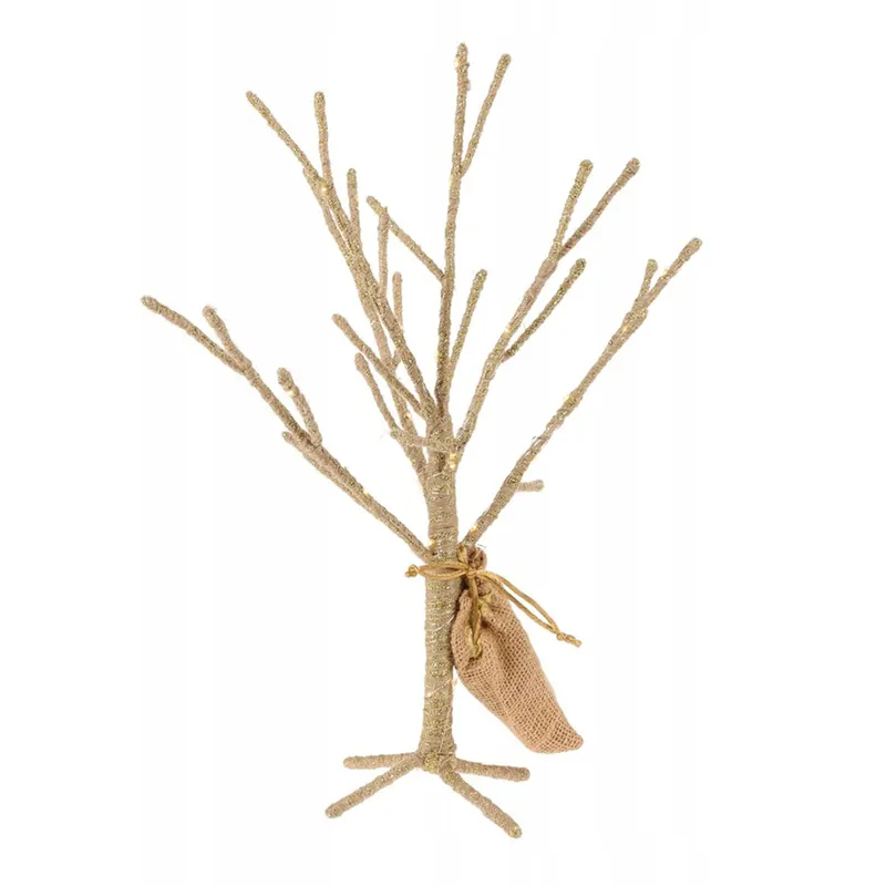 Well Home Decoración formato Árbol 6x40cm 30 Luces LED en Color Oro - Jardín