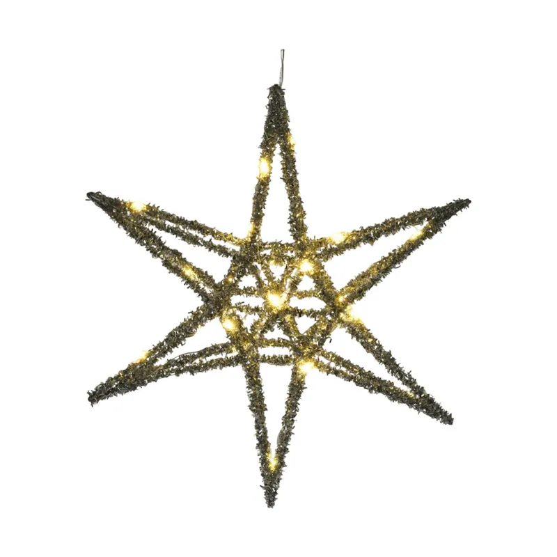 Well Home Estrella Navideña color Plateado con 20 Luces LED blancas 30x30x5cm - Decoración