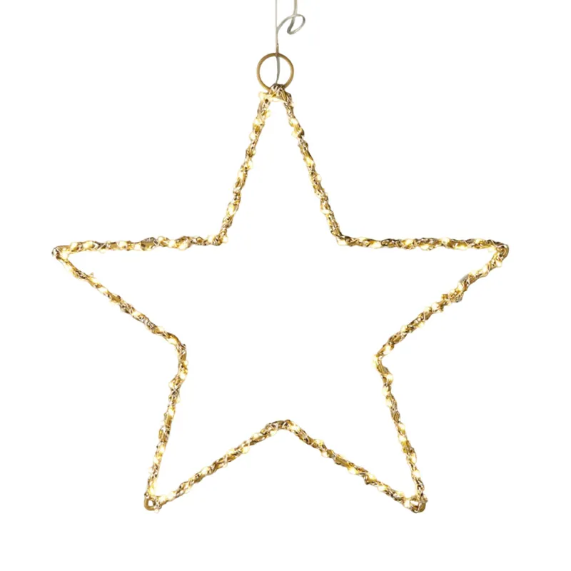Well Home Estrellla Luminosa de Metal dorado con 120 Luces LED 30x30x0,5cm - Decoración
