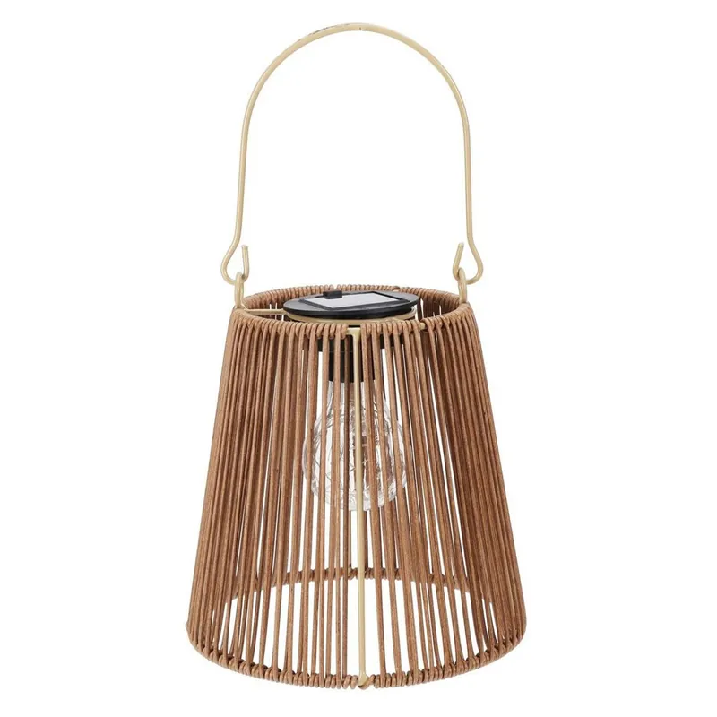 Well Home Farol solar natural 18x18x21cm con estructura metálica decorativa - Decoración