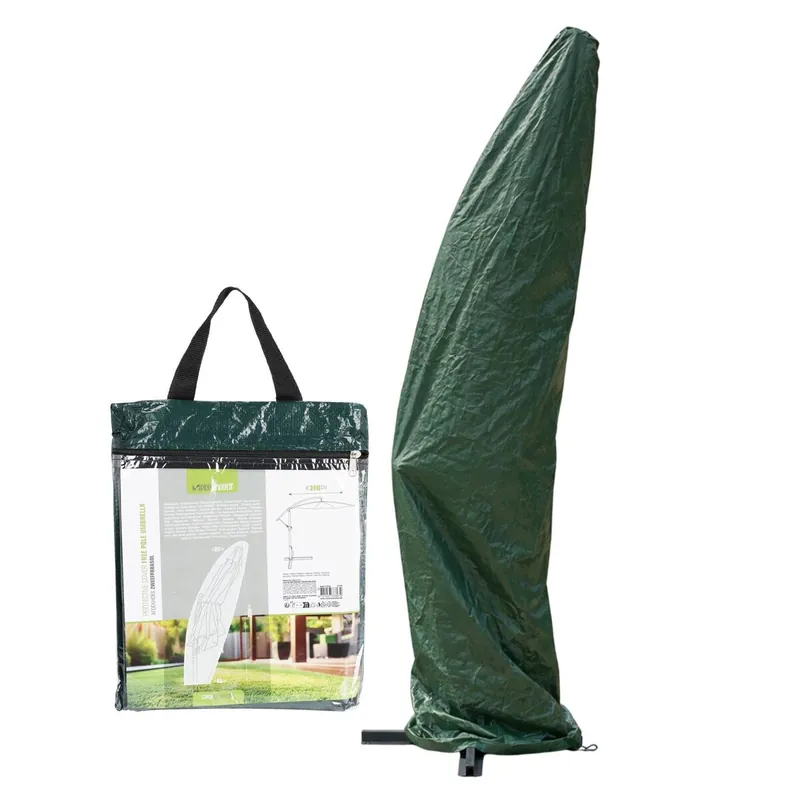 Well Home Funda para parasol, largo 175cm color verde oscuro, 100gsm, con cremallera - Jardín