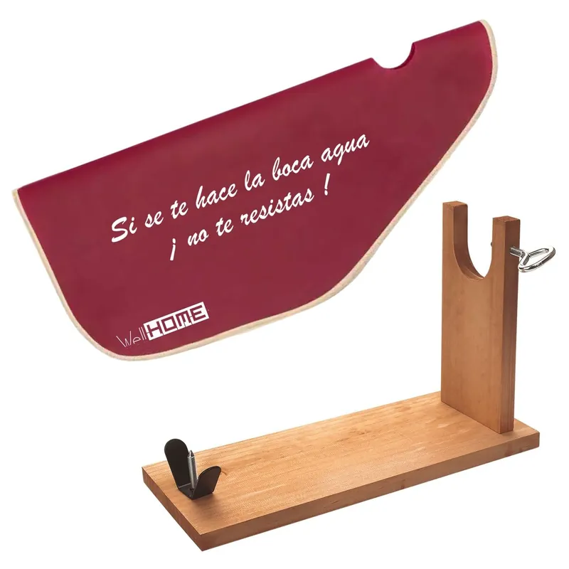 Well Home Jamonero de madera, pincho + Funda para jamón - Cocina