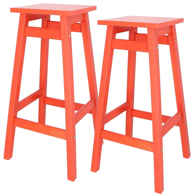 Well Home Juego de 2 Taburetes 'Laira' en madera de pino color coral H.70cm - Muebles