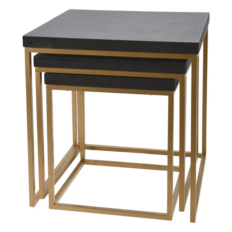 Well Home Juego de 3 bancos en madera y metal - Muebles