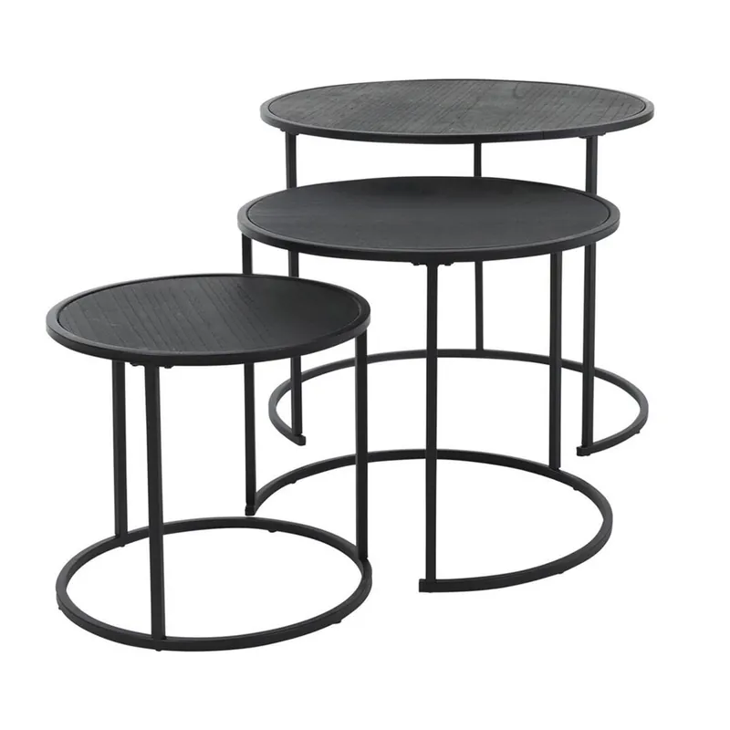 Well Home Juego de 3 mesas nido en metal melamina (35x35x31,8cm) /(45x45x38,8cm)/ (55,5x55,5x44,5cm) - Muebles