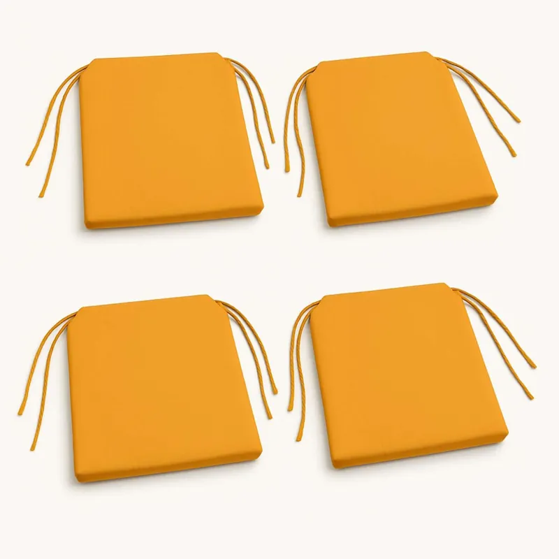 Well Home Juego de 4 Cojines para sillas color Naranja con lazos 40x40cm - Jardín