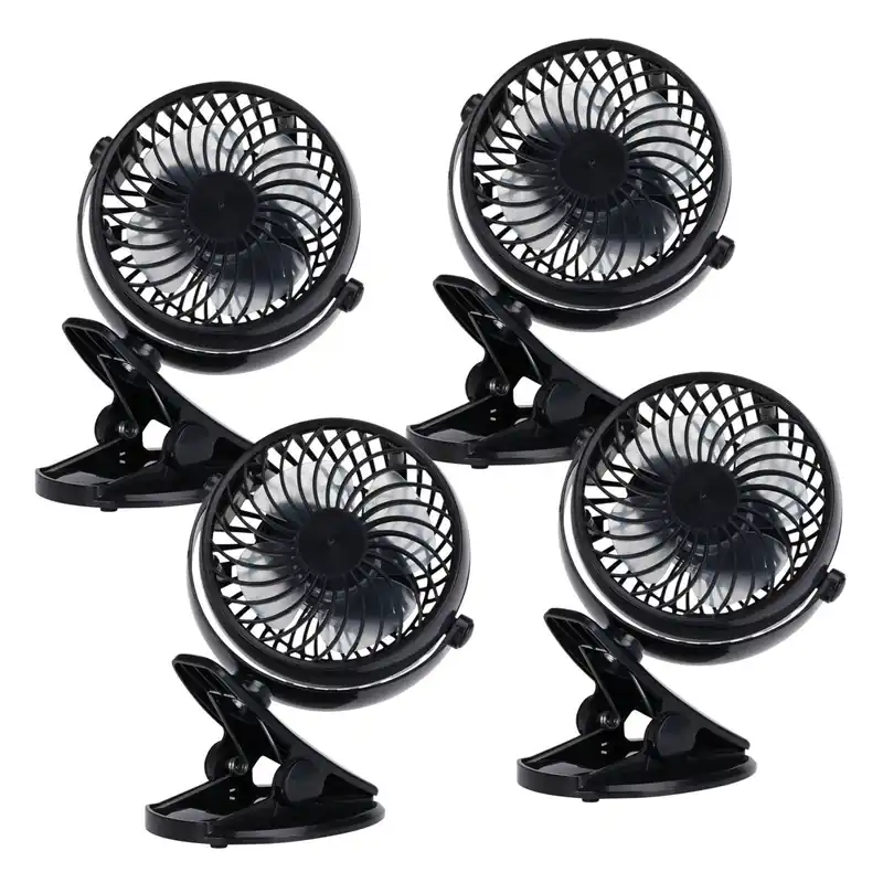 Well Home Juego de 4 Ventiladores con clip, 3 velocidades, batería 1200mAh, negro - Electrodomésticos