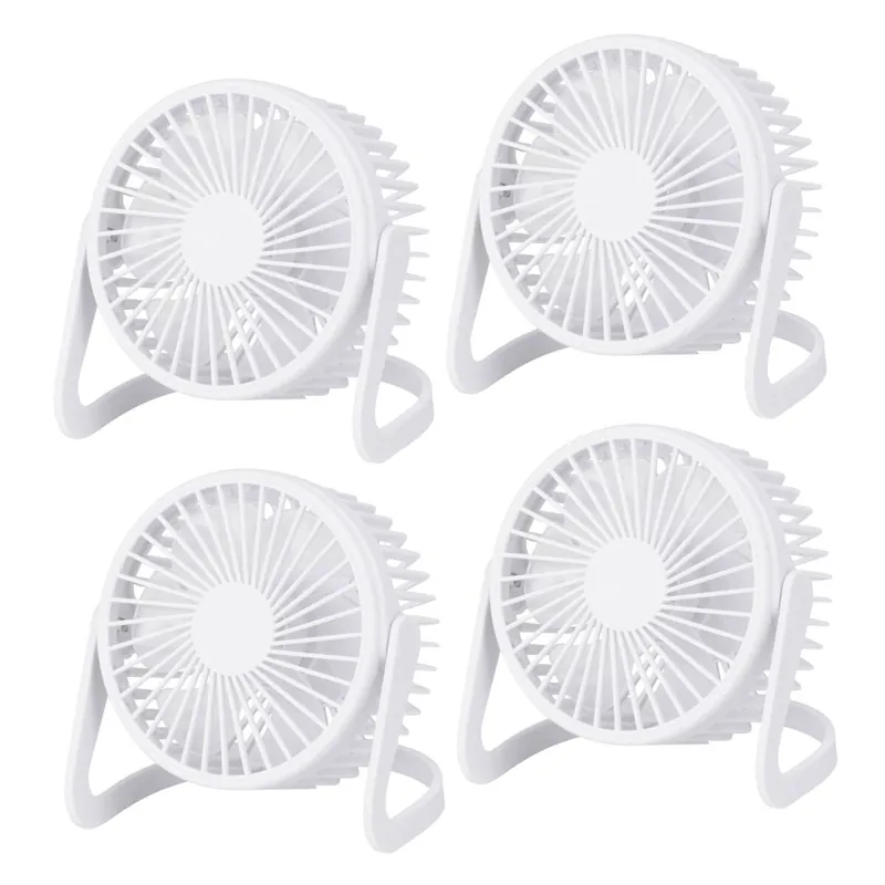 Well Home Juego de 4 Ventiladores de mesa USB Ø14,5x11,5cm en color blanco mate - Electrodomésticos