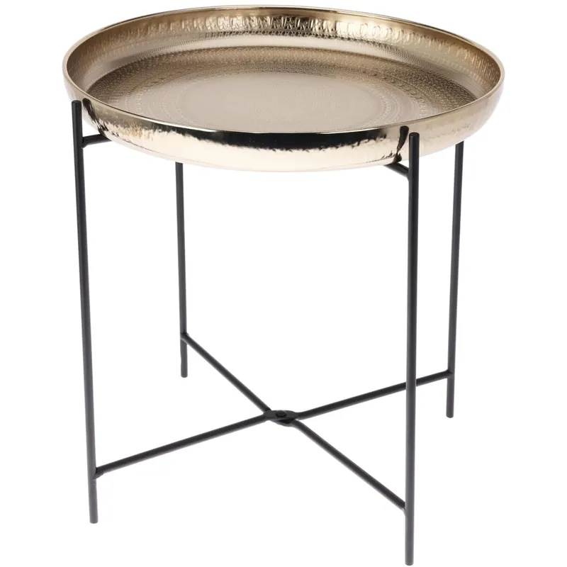 Well Home Mesa auxiliar en formato redondo color Oro Ø35x36cm - Muebles