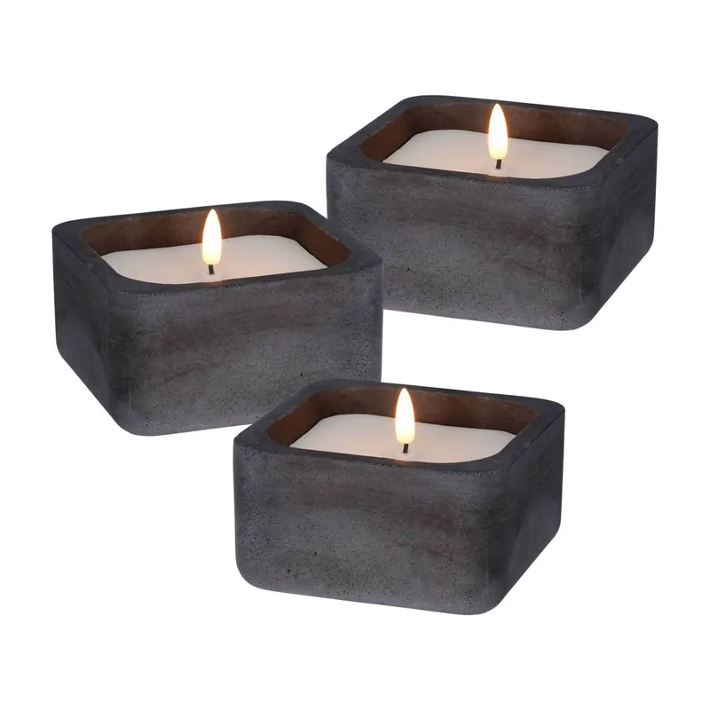 WELL HOME - Pack 3 Velas LED cuadrada negro