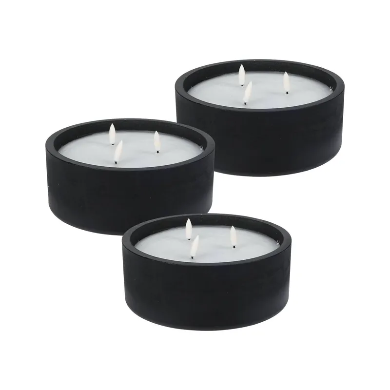 WELL HOME - Pack 3 Velas LED redondada negro