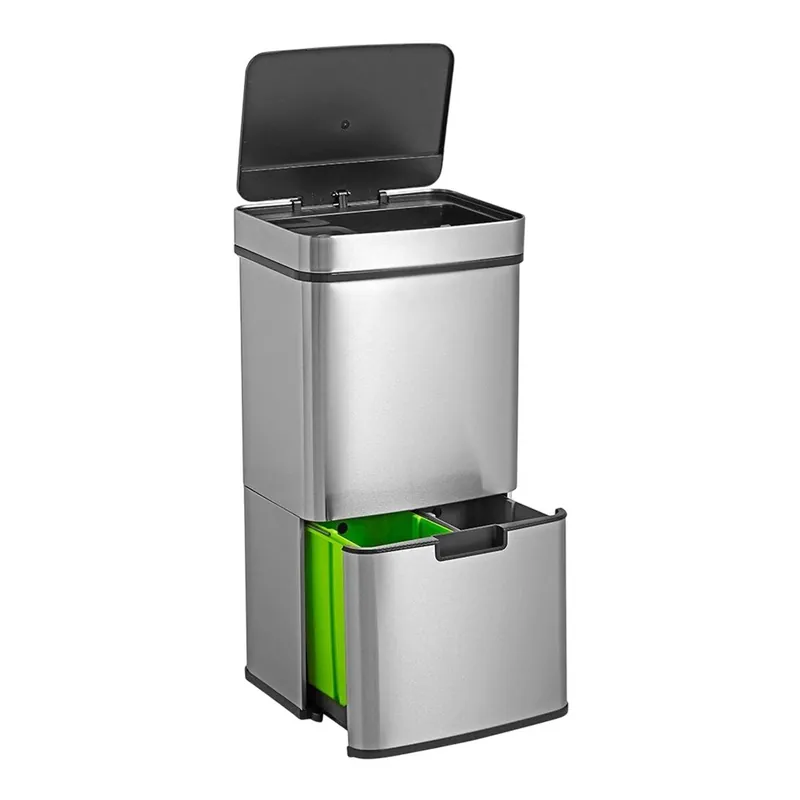 WELL HOME Papelera de reciclaje 67L (42L+25L) con 2 compartimentos - Baño