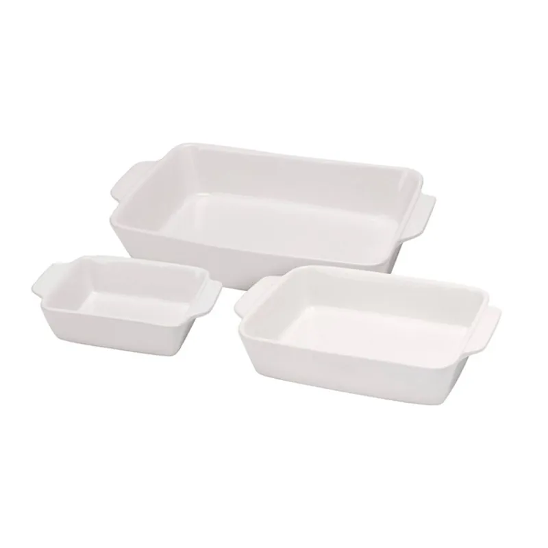 Well Home Plato de horno de gres en juego de 3 piezas y diferentes tamaños, 36x22,5x8cm - Cocina