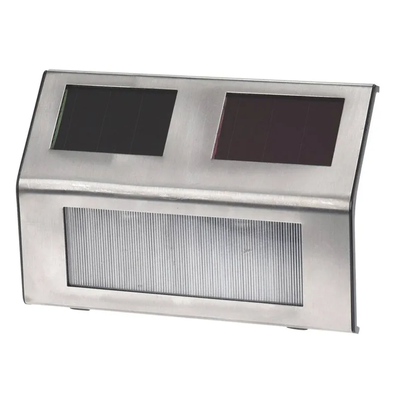 WELL HOME - Set de 4 luces solares en acero inoxidable con 2 LEDs