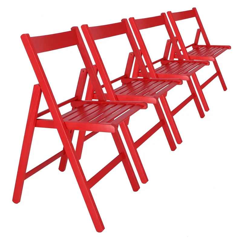 Silla plegable BAS rojo de dimensiones 43x47x79 cm - Jardín