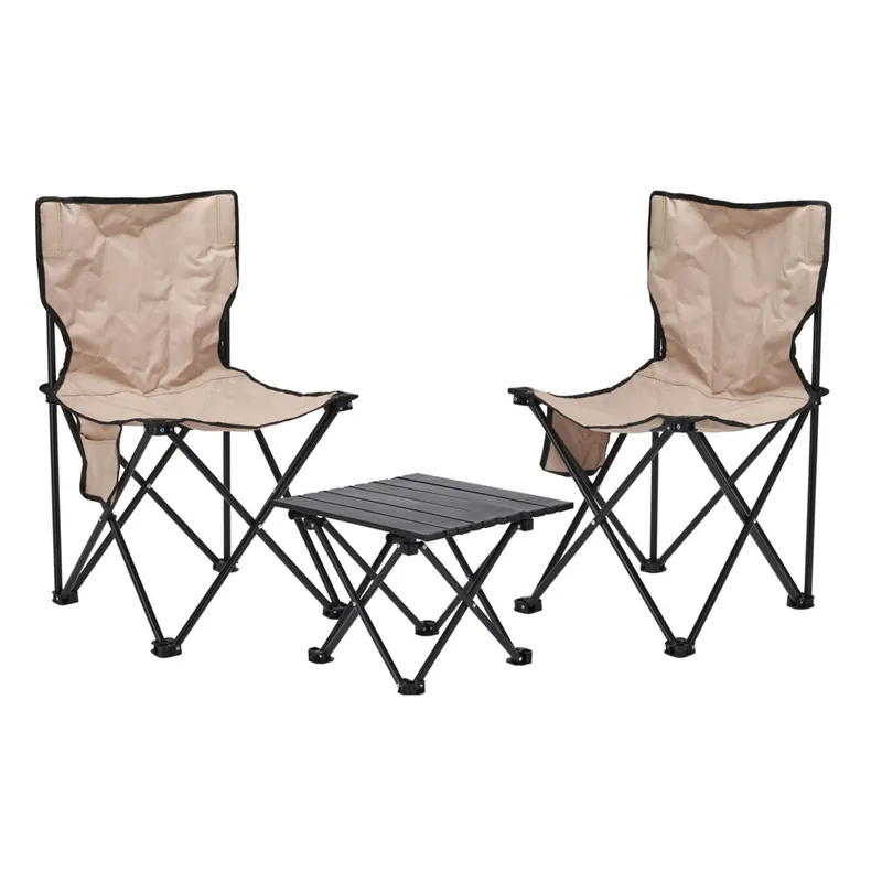 Well Home Set de Camping con 2 Sillas y 1 Mesa Plegable - Jardín