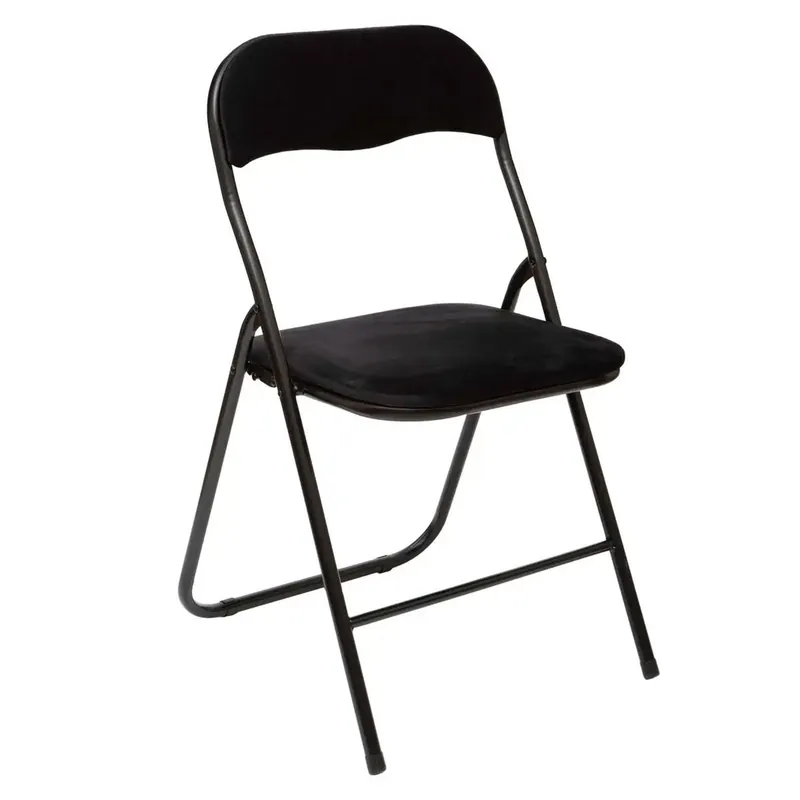 WELL HOME - Silla plegable de terciopelo negro