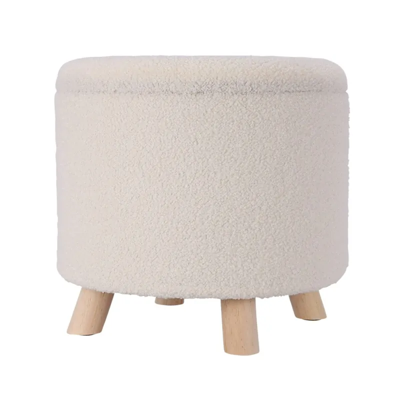 Well Home Taburete de Almacenamiento 100% Poliéster Ø40x37cm de 18L Color Burdeos - Muebles