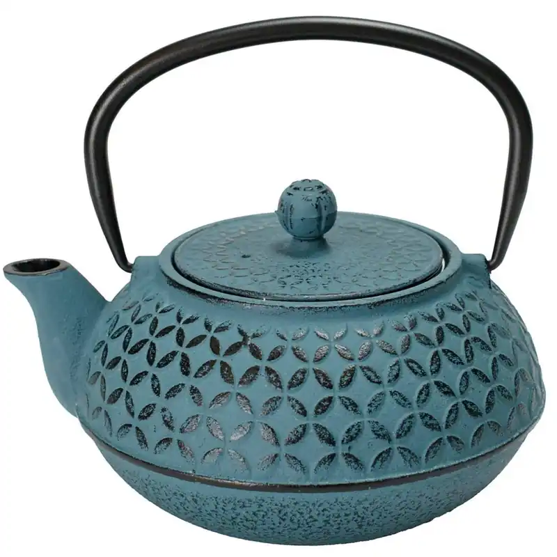 Well Home Tetera de hierro fundido azul Flower 1L - Cocina
