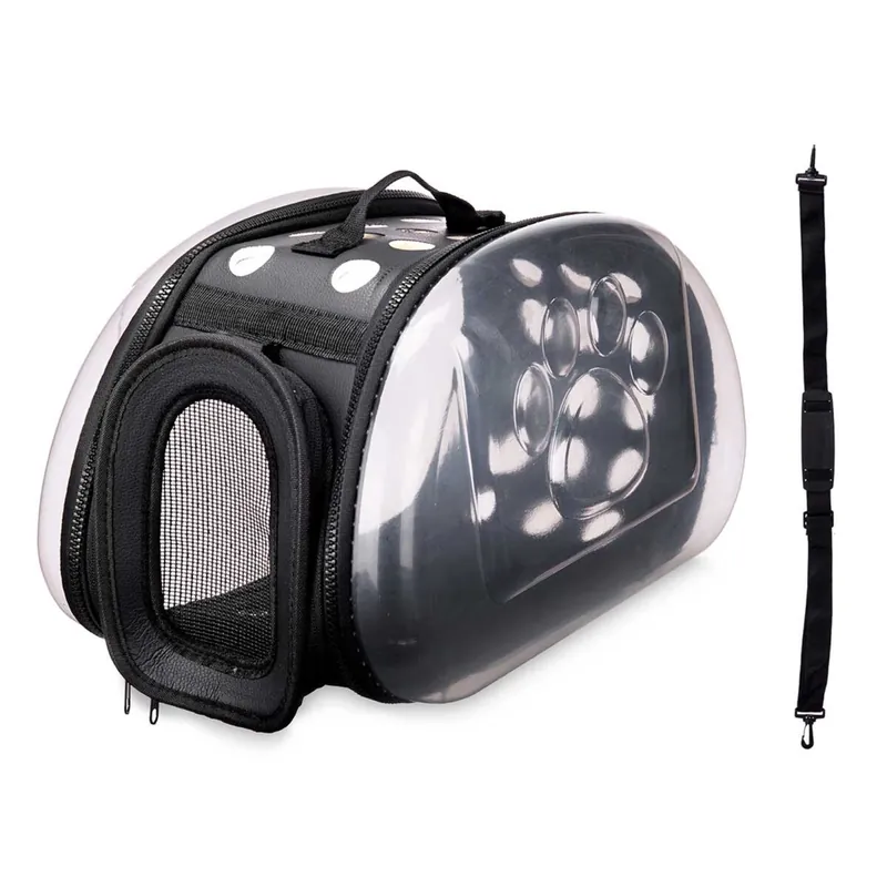WELL HOME - Transportín pequeño plegable para mascotas 37x7,5x22 color Negro